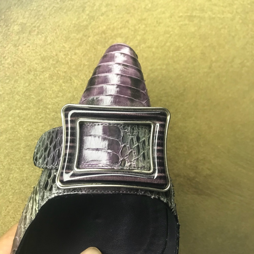 Manolo Blahnik Eu 38 Us 8 Purple Python Heels - image 2